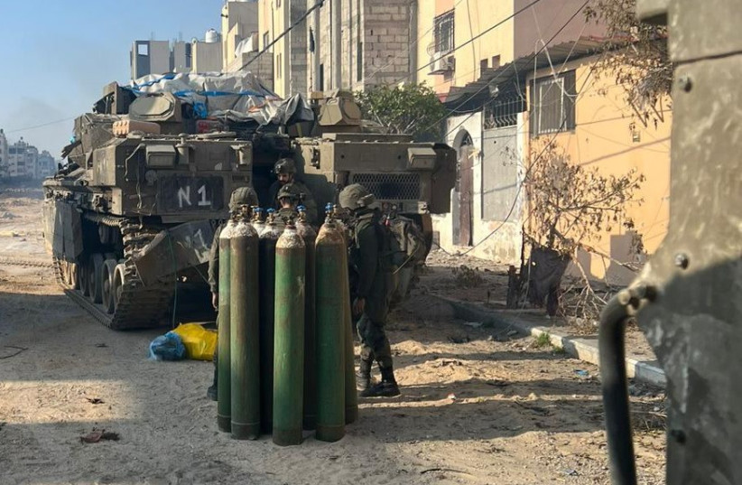 IDF soldiers delivering medical equipment to the Al Amal hospital in Khan Yunis in the Gaza Strip, February 10th, 2024