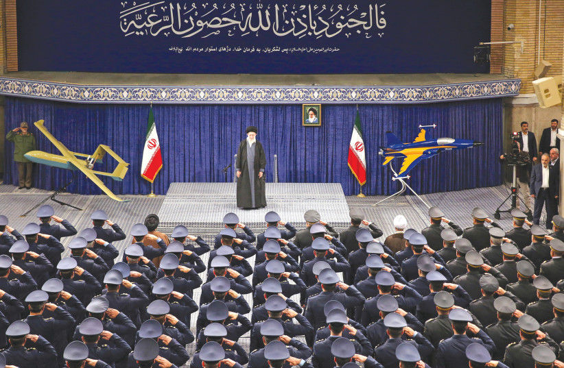  IRAN’S SUPREME Leader Ayatollah Ali Khamenei attends a meeting with members of the Islamic Republic of Iran Air Force in Tehran, last week. Iran does not want to be directly involved in a war, neither against Israel nor the US, the writer argues. (credit: Office of the Iranian Supreme Leader/West Asia News Agency/Reuters)