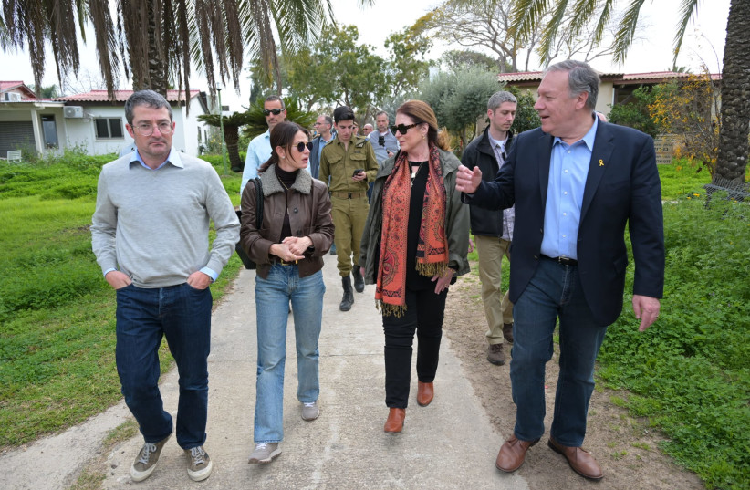 US Secretary of State Mike Pompeo Visits Israel’s Southern Communities with Leading Businessman Philanthropist Yossi Sagol and MK Ambassador Danny Danon, To Witness October 7 Devastation (credit: Courtesy)