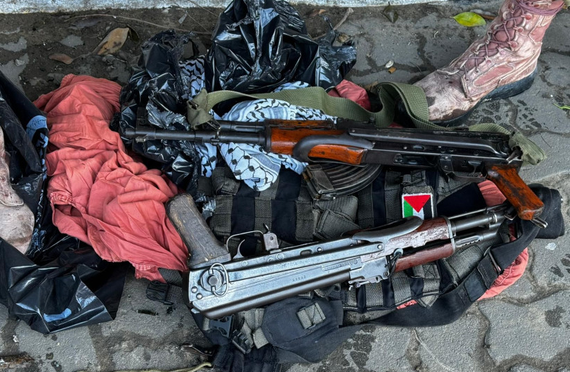 Hamas gear and weaponry found in Gaza's Nasser Hospital, February 18, 2024 (credit: IDF SPOKESPERSON'S UNIT)