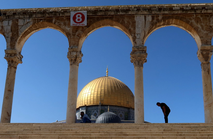 Worshipers hold Friday prayer in Al-Aqsa compound, also known to Jews as the Temple Mount in Jerusalem's Old City November 3, 2023 (credit: Sinan Abu Mayzer/Reuters)