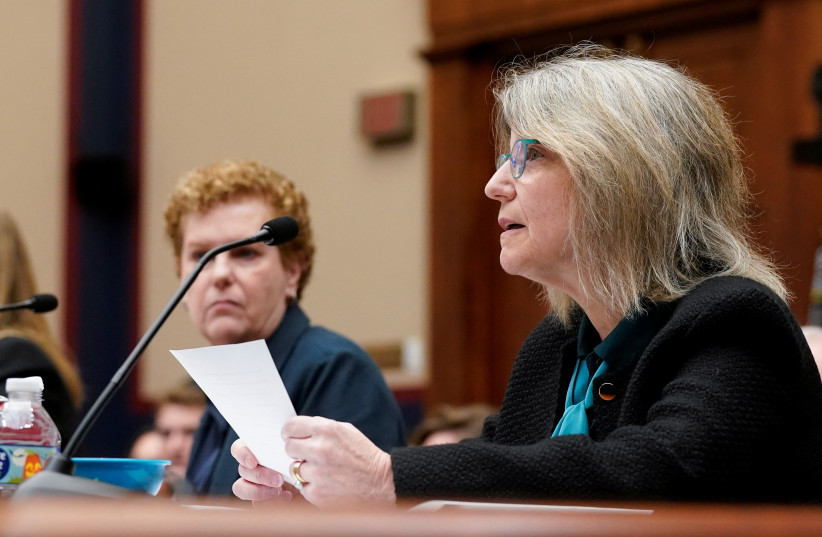  President of Massachusetts Institute of Technology Sally Kornbluth testifies before a House Education and The Workforce Committee hearing titled ''Holding Campus Leaders Accountable and Confronting Antisemitism'' on Capitol Hill in Washington, U.S., December 5, 2023 (credit: KEN CEDENO/REUTERS)