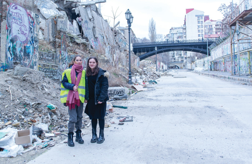  IFCJ WORKER Nina (L) and student Chaya Mushka outside her school in Odesa. (credit: SERGEY MAMAY)
