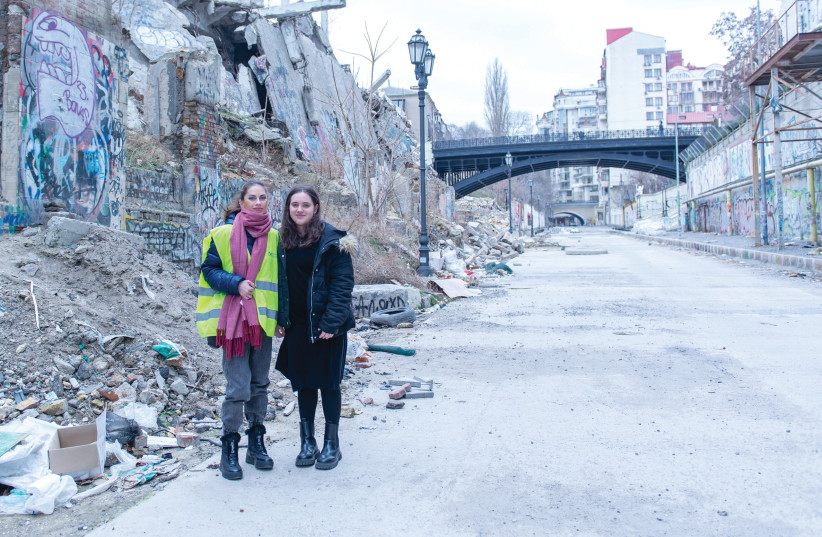 IFCJ WORKER Nina (L) and student Chaya Mushka outside her school in Odesa.