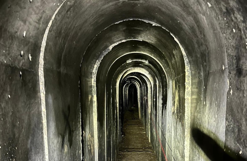  Inside the tunnel network unearthed by the IDF. February 26, 2024. (credit: IDF SPOKESPERSON'S UNIT)