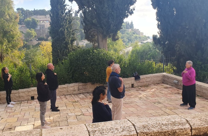  Morning Qigong exercise group at Mishkenot, led by Dr. Naomi Baum (credit: Courtesy)