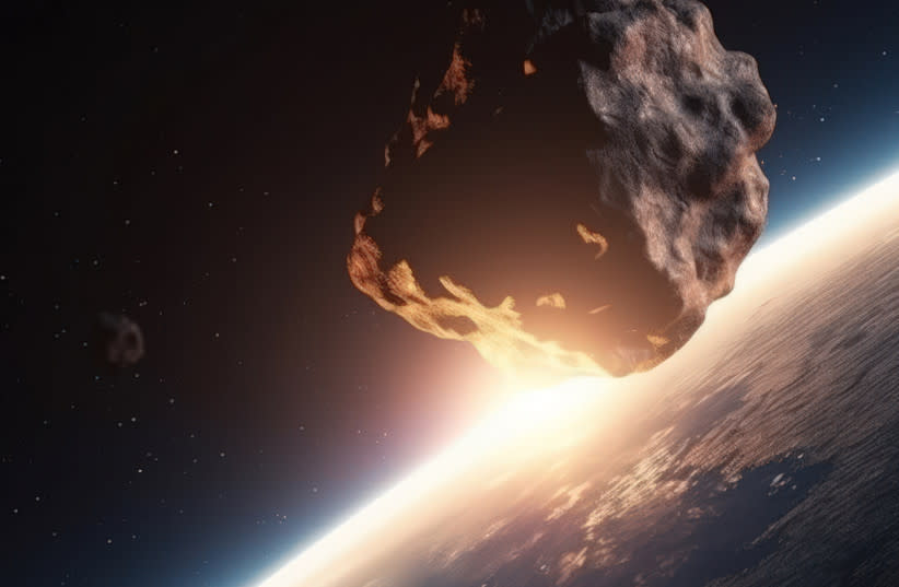  Una imagen ilustrativa de un asteroide pasando por la Tierra. (credit: INGIMAGE)