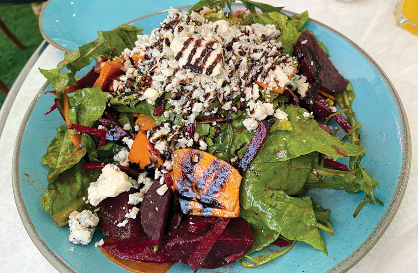  Gorgonzola salad, one of the writer’s favorite dishes at Café Ella.  (credit: NOAH MICHAELI)