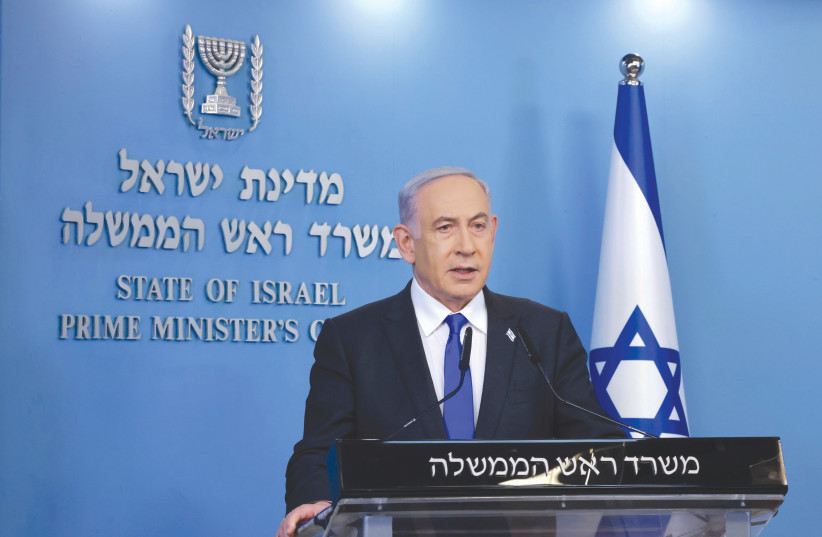 PRIME MINISTER Benjamin Netanyahu’s document is his bare-bones answer to the ‘and then what?’ question, with an emphasis on the word ‘bare-bones.’ (credit: MARC ISRAEL SELLEM/THE JERUSALEM POST)