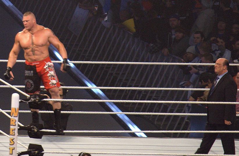 Brock Lesnar with Paul Heyman at WrestleMania 29. (credit: SCHEN PHOTOGRAPHY VIA FLICKR/CC BY 2.0 DEED HTTPS://CREATIVECOMMONS.ORG/LICENSES/BY/2.0/ (CROPPED))