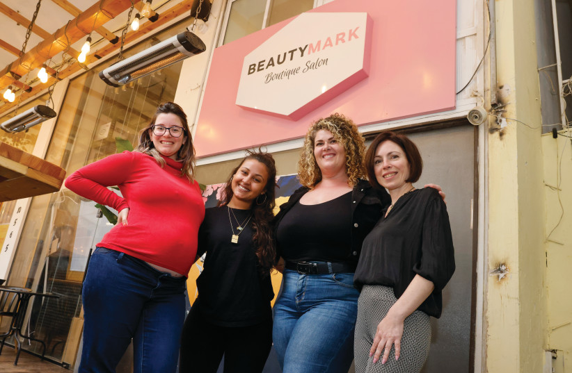  THE WOMEN of BeautyMark (from L): Owner Daniella Mark; massage therapist Ma’ayan Shalom; hair stylist Debra Neal; and nail technician Olga Amos. (credit: MARC ISRAEL SELLEM)