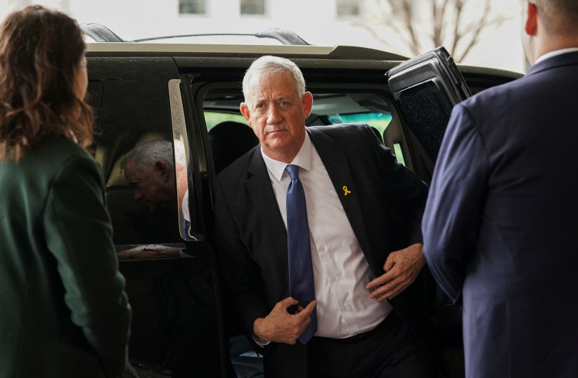  Israeli war cabinet member Benny Gantz arrives to meet with U.S. Secretary of State Antony Blinken at the State Department in Washington, U.S., March 5, 2024. (credit: KEVIN LAMARQUE/REUTERS)