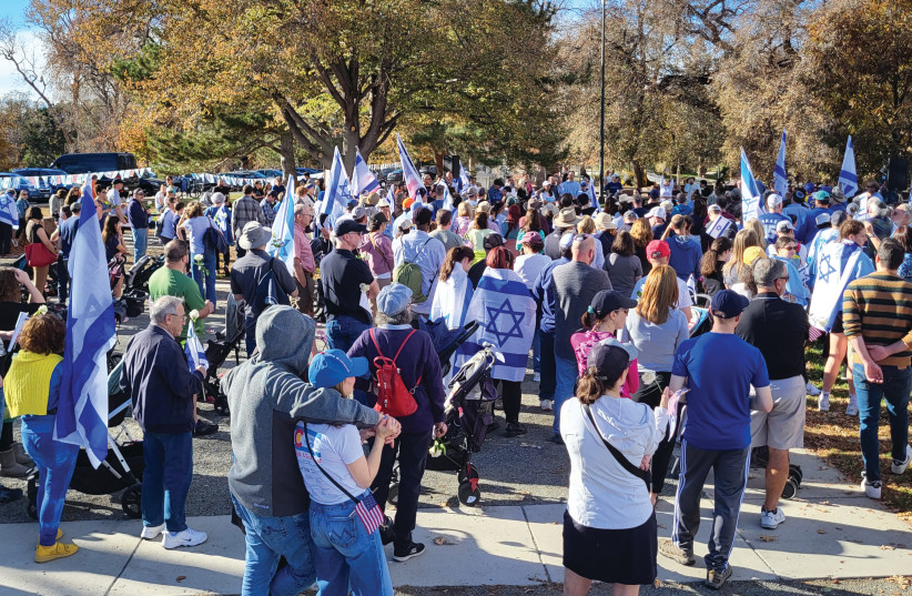  A GATHERING and march take place in Washington Park in Denver to raise awareness of the plight of the hostages held by Hamas and to advocate for their safe return. (credit: Eliot Penn)