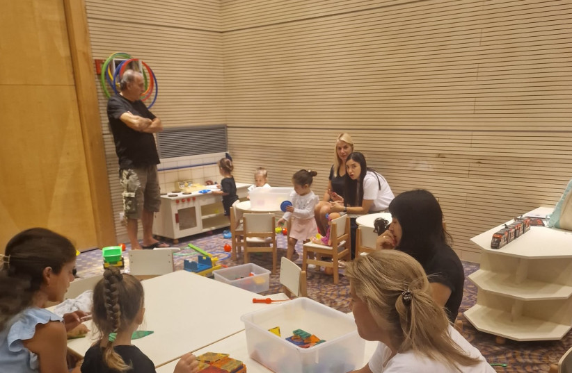  A day care facility is set up in Eilat for evacuees.  (credit: BOAZ OPPENHEIM)