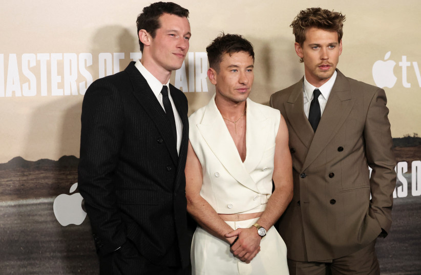  Cast members Callum Turner, Barry Keoghan and Austin Butler attend a premiere for the Apple TV+ series ''Masters of the Air'' in Los Angeles, California, U.S. January 10, 2024. (credit:  REUTERS/Mario Anzuoni)