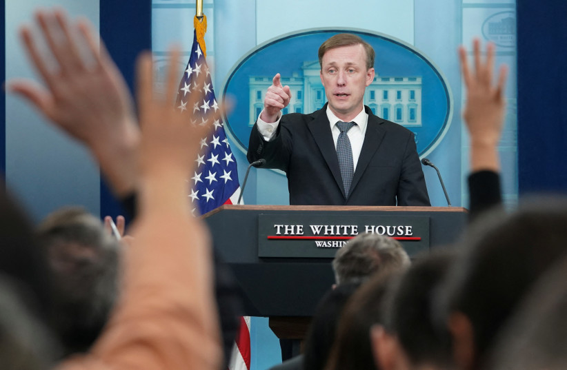  U.S. National Security Advisor Jake Sullivan takes a question during a press briefing at the White House in Washington, U.S., February 14, 2024. (credit: KEVIN LAMARQUE/REUTERS)