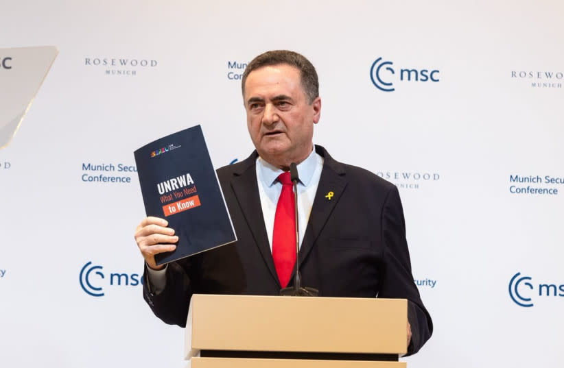 El Ministro de Asuntos Exteriores Israel Katz habla en la Conferencia de Seguridad de Munich en Alemania el 16 de febrero de 2023