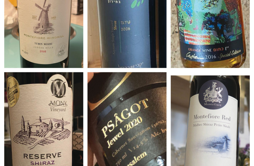  SIX OF the best and most interesting wines made by Soroka (L to R): Montefiore Windmill Yemin Moshe; Kayoumi Shiraz; Jerusalem Orange Wine; Mony Shiraz; Psagot Jewel; Montefiore Red. (credit: Wineries mentioned)