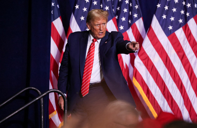  REPUBLICAN PRESIDENTIAL candidate and former US president Donald Trump speaks at a campaign rally in Rome, Georgia, in early March. (credit: Alyssa Pointer/Reuters)