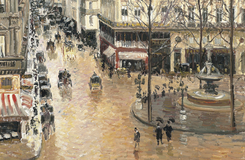  Camille Pissarro's 'Rue Saint-Honoré, dans l'après-midi. Effet de pluie,' the painting at the heart of the case which prompted this proposed legislation. (credit: PUBLIC DOMAIN)