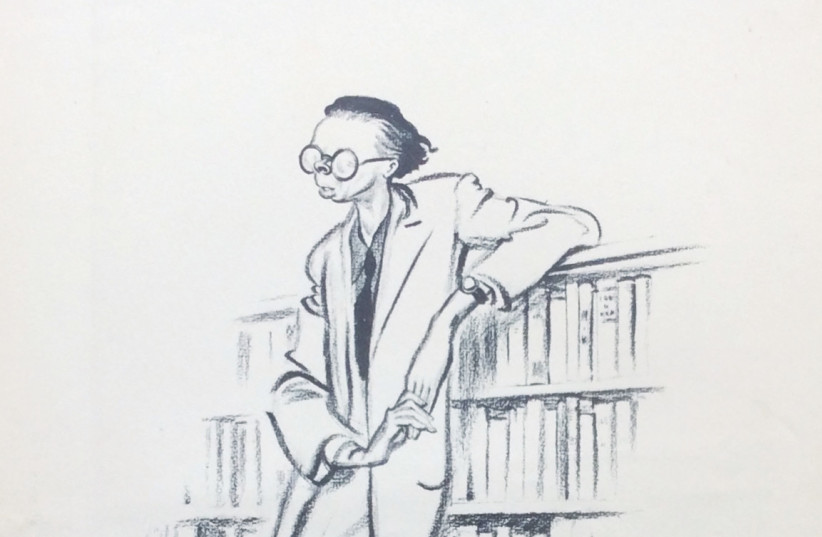  1933 caricature of Aldous Huxley by cartoonist David Low.  (credit: Wikimedia Commons)
