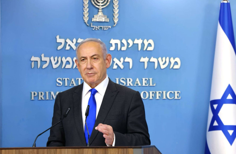  Prime Minister Benjamin Netanyahu speaks to the press, March 31, 2024. (credit: MARC ISRAEL SELLEM)