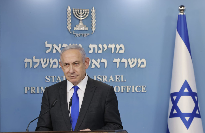  Prime Minister Benjamin Netanyahu speaks during a press conference, March 31, 2024. (credit: Marc Israel Sellem/Jerusalem Post)