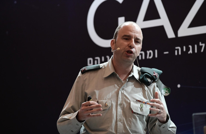  Head of the Israel Defense Forces' Military Intelligence Research Department, Brig. Gen. Amit Saar speaks at a conference of the Gazit Institute in Tel Aviv, November 5, 2022 (credit: TOMER NEUBERG/FLASH90)