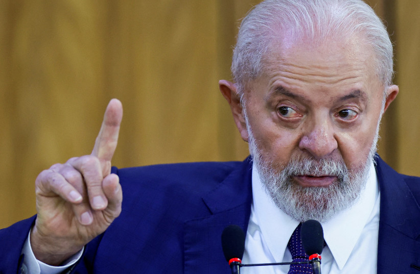  Brazil's President Luiz Inacio Lula da Silva gestures as he meets with Spain's Prime Minister Pedro Sanchez (not pictured) at the Planalto Palace in Brasilia, Brazil, March 6, 2024.  (credit: REUTERS/Ueslei Marcelino/File Photo)