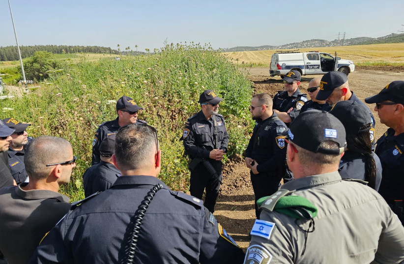  Coastal Police on the scene of the attempted terror attack near Megiddo, April, 5, 2024. (credit: POLICE SPOKESPERSON'S UNIT)