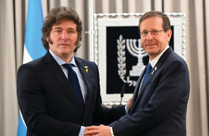  PRESIDENT ISAAC Herzog meets with Argentinian President Javier Milei in Jerusalem, in February.  (credit: HAIM ZACH/GPO)