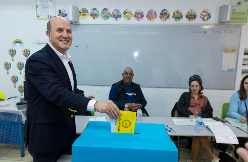  Ashdod Mayoral candidate Yehiel Lasri casts his ballot at a voting station on the morning of the Municipal Elections, in Ashdod, on February 27, 2024 (credit: LIRON MOLDOVAN/FLASH 90)
