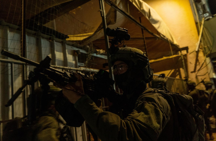   IDF troops operate in the West Bank during an overnight operation. April 8, 2024. (credit: IDF SPOKESPERSON'S UNIT)