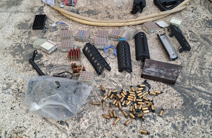Confiscated weapons from IDF forces night operation in the West Bank, April 9, 2024. (credit: IDF SPOKESPERSON'S UNIT)