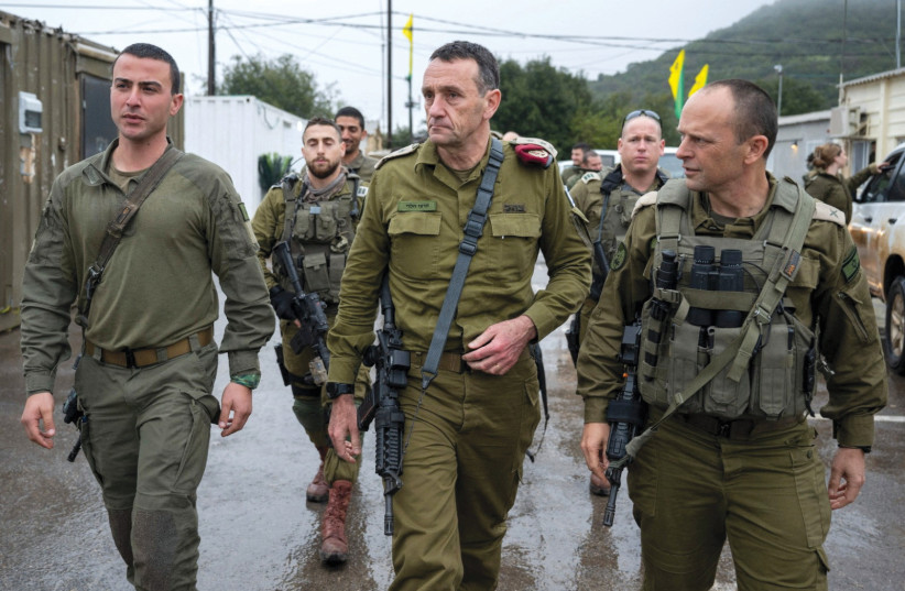  IDF Chief of Staff Lt.-Gen. Herzi Halevi walks with senior officers near Shifa Hospital in Gaza City on March 20. (credit: IDF/Reuters)