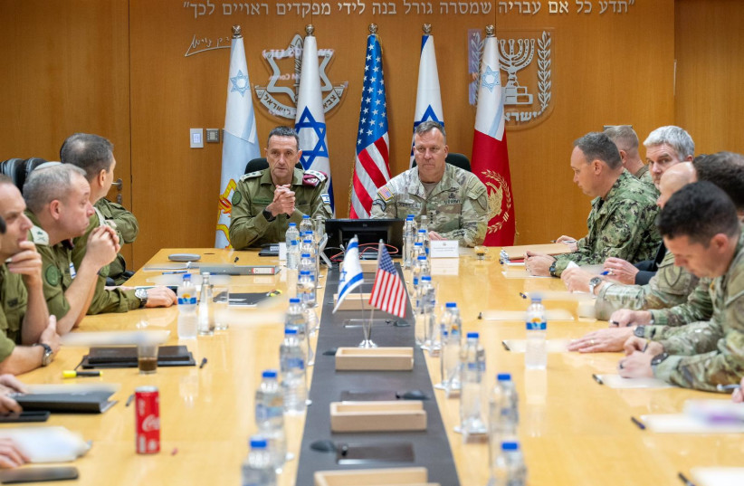  IDF Chief of Staff Herzi Halevi and US CENTCOM commander Michael Eric Kurilla holding a situation assessment on the threat from Iran, April 12, 2024. (credit: IDF SPOKESPERSON UNIT)