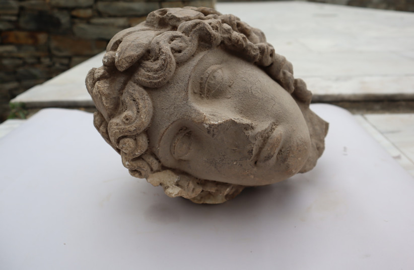  1800-year-old head of ancient god Apollo. (credit: Greek Ministry of Education)
