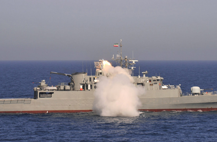  A Noor missile is fired from Iran's first domestically made destroyer, Jamaran, during a war game by the Iranian army near Jask port in southern Iran May 11, 2010.  (credit: REUTERS/ISNA/Ruhollah Vahdati)
