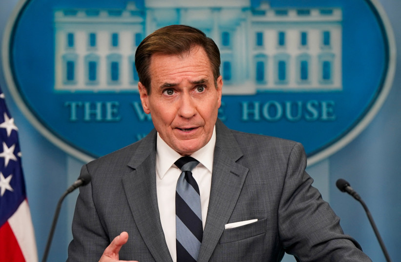  U.S. national security spokesperson John Kirby speaks during a press briefing at the White House in Washington, U.S., March 25, 2024. (credit: REUTERS/ELIZABETH FRANTZ)