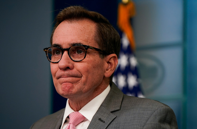  U.S. national security spokesperson John Kirby speaks during a press briefing at the White House in Washington, U.S., March 22, 2024. (credit: REUTERS/ELIZABETH FRANTZ)