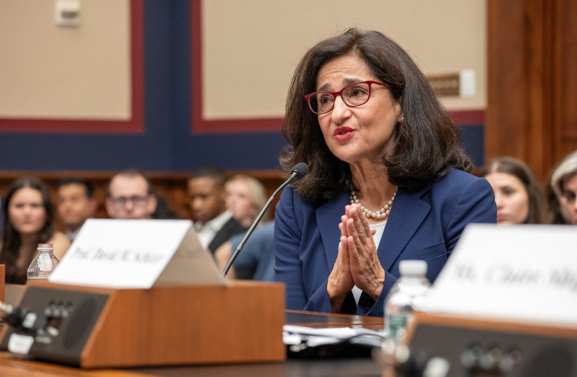 Columbia University President Nemat ''Minouche'' Shafik testifies before a House Education and the Workforce Committee hearing on ''Columbia University's Response to Antisemitism,'' on Capitol Hill in Washington, US, April 17, 2024. (credit: REUTERS/KEN CEDENO)