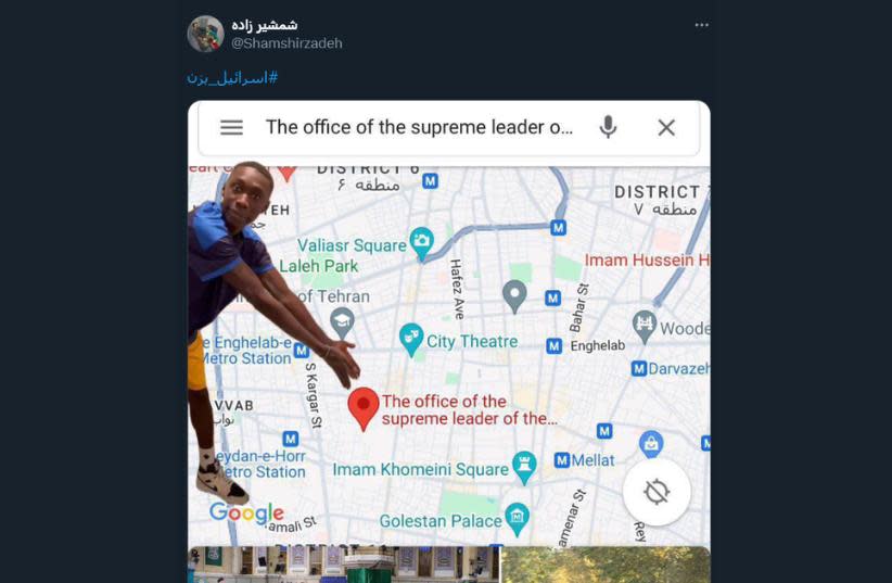  User pointing to the office of the supreme leader of the Islamic Republic, urging Israel to strike it. (credit: SOCIAL MEDIA)