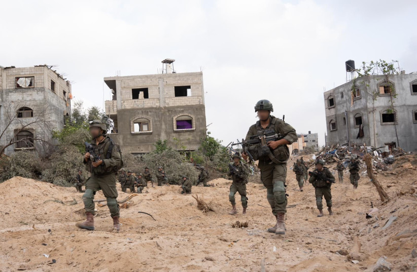  IDF Soldiers operating near the Karni Corridor in Gaza, April 20, 2024.  (credit: IDF SPOKESPERSON'S UNIT)