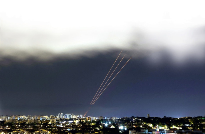  Missile fire from Iran on April 14, 2024, as seen from Ashkelon (credit: REUTERS)