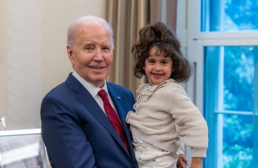  US president Joe Biden released four-year-old hostage Abigail Idan. April 25, 2024. (credit: Screenshot/Instagram via potus)