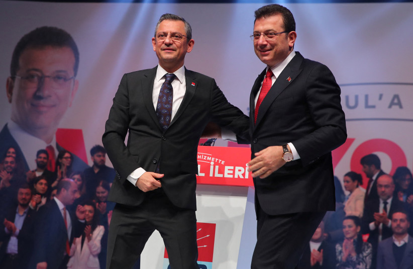  Turkey's main opposition Republican People's Party (CHP) leader Ozgur Ozel and Istanbul Mayor Ekrem Imamoglu attend a meeting in Istanbul, Turkey, January 5, 2024. (credit: REUTERS/DILARA SENKAYA)