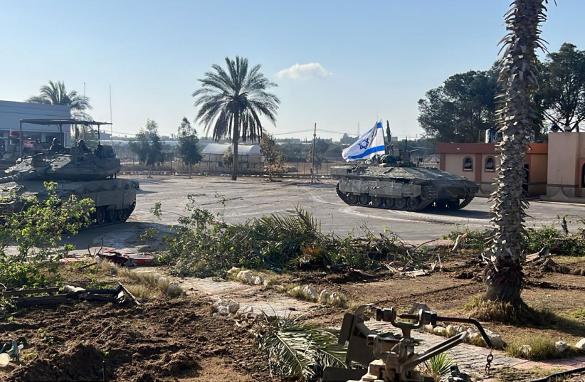  IDF tanks enter the Palestinian side of the Rafah crossing. May 7, 2024. (credit: IDF SPOKESPERSON'S UNIT)