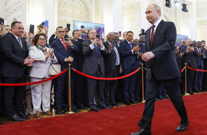  Russian President Vladimir Putin walks before his inauguration ceremony at the Kremlin in Moscow, Russia May 7, 2024. (credit: Sputnik/Artyom Geodakyan/Pool via REUTERS)