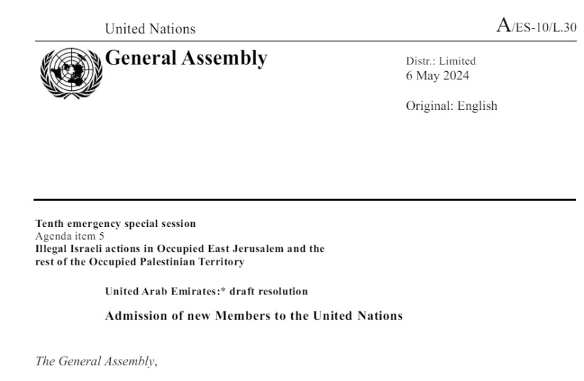 Excerpt from the draft of the UNGA resolution expected to be passed on Friday. (credit: Courtesy)