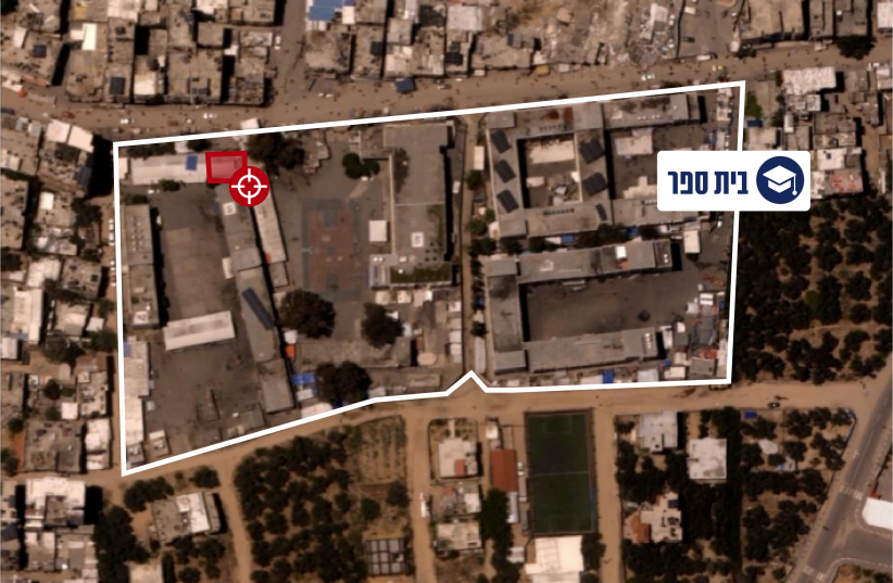 An infographic of the UNRWA complex in which the Hamas war room was embedded (credit: IDF SPOKESPERSON'S UNIT)
